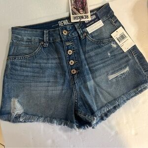Rewash Super High Rise Mom Shorts Vintage Reunion Ripped Blue Denim Sz 5/27‎ NWT